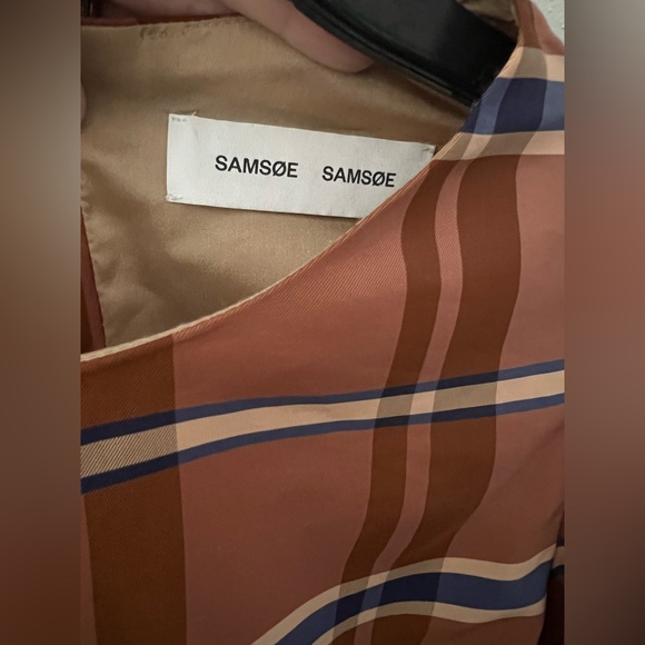 New Samsoe Samsoe Orion Belted Checked Satin-Twill Mini Dress Size XS - Picture 11 of 14
